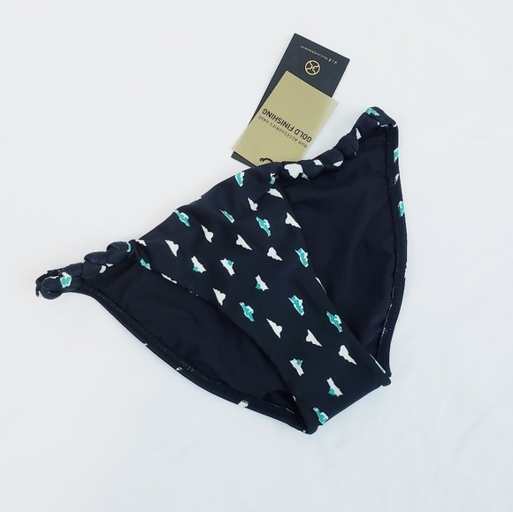 NWT Vix Paula Hermanny Dolce Knot Bikini Bottom Swimwear Black Teal - Picture 2 of 11